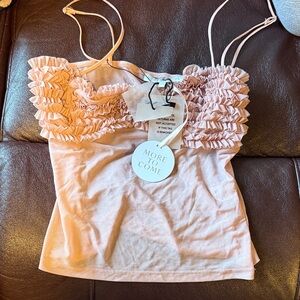 Light Pink Ruffle-Trim Camisole with Adjustable Straps